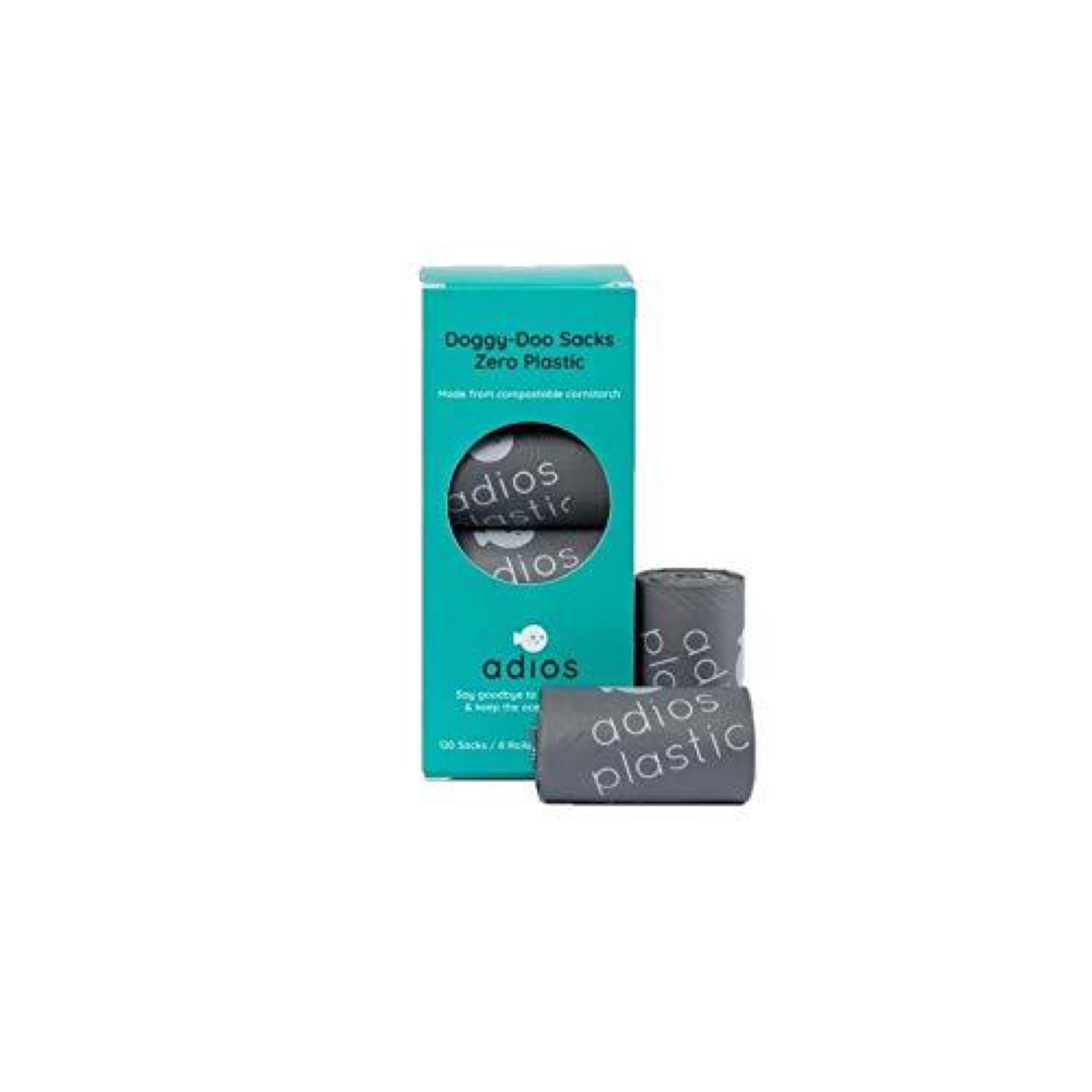 Adios Plastic Free Dog Poop Bags 4 Rolls (Grey)