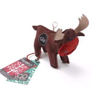 Rudy the Reindeer eco friendly Christmas reindeer dog toy made from natural jute and soft suede