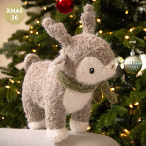 lose-up of green scarf with embroidered snowflake on Great & Small Winter Wishes Reindeer dog toy